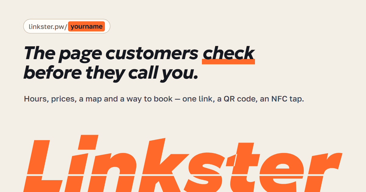 Linkster landing page